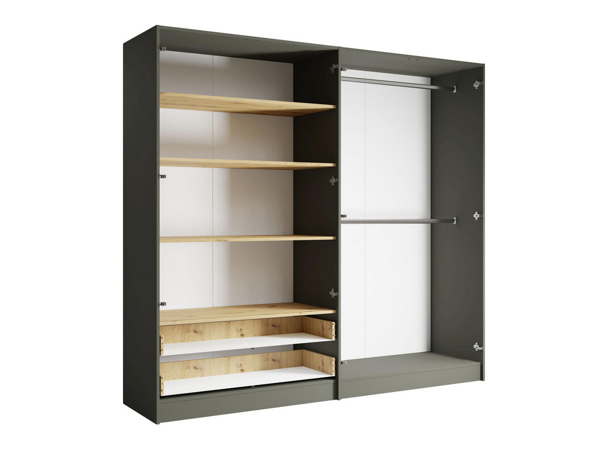 KLEIDERSCHRANK RAVENO 12 -220,2×202,5×55,2 cm 4 Türen & 2 Schubladen - Eiche Artisan/Grau, Holz/Holzwerkstoff (220/202.5/55.2cm) - Milaros Markt