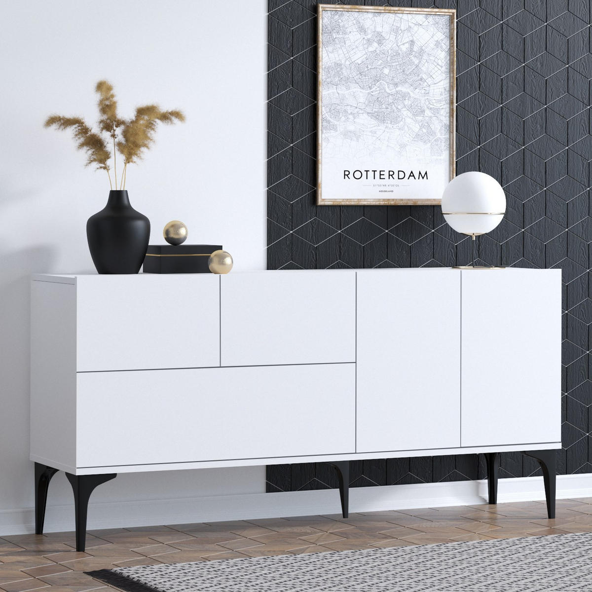 BUFFETSCHRANK ginny weiss - Weiß, Holz (35/75/150cm) - Habitat Garten