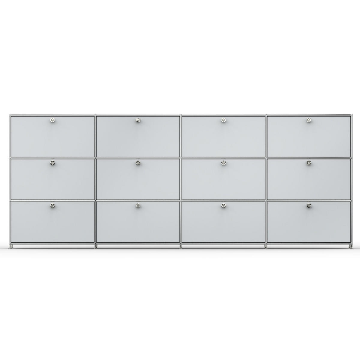 HOCHSCHRANK, 12 Klappen, Schloss, Breite 302 cm, Lichtgrau - Chromfarben/Silberfarben, Metall (40/118/302.2cm) - Versee