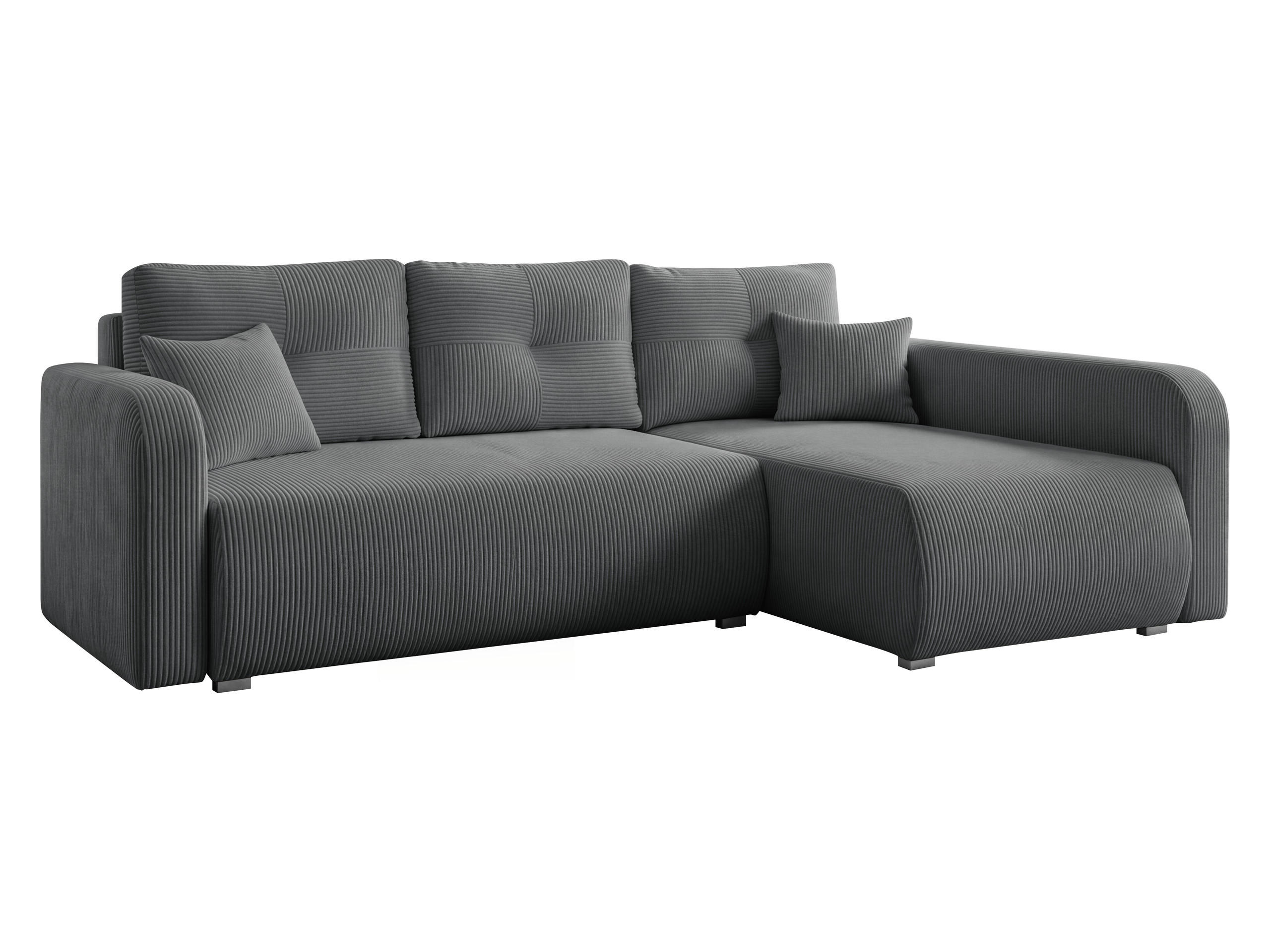 ECKSOFA Viena Cord, Seite: Rechts - Silberfarben/Grau, Holz/Kunststoff (234/145cm) - MIRJAN24