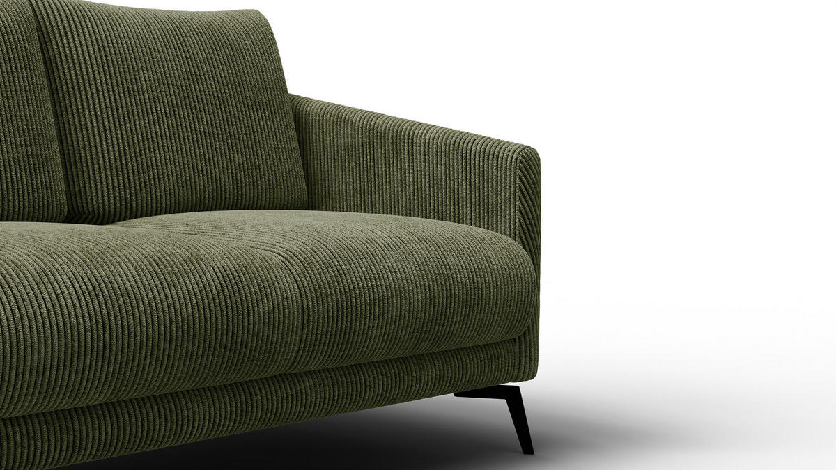 SOFA VILT 2-Sitzer, olive - Schwarz/Olivgrün, Holzwerkstoff/Textil (142/89/94cm) - Wozimo