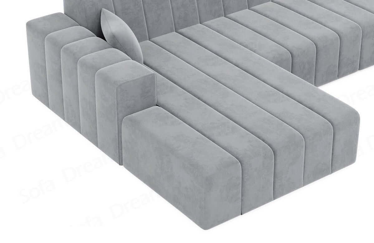 WOHNLANDSCHAFT Astra Hellgrau Samtstoff - Hellgrau, Kunststoff (326/73/186cm)