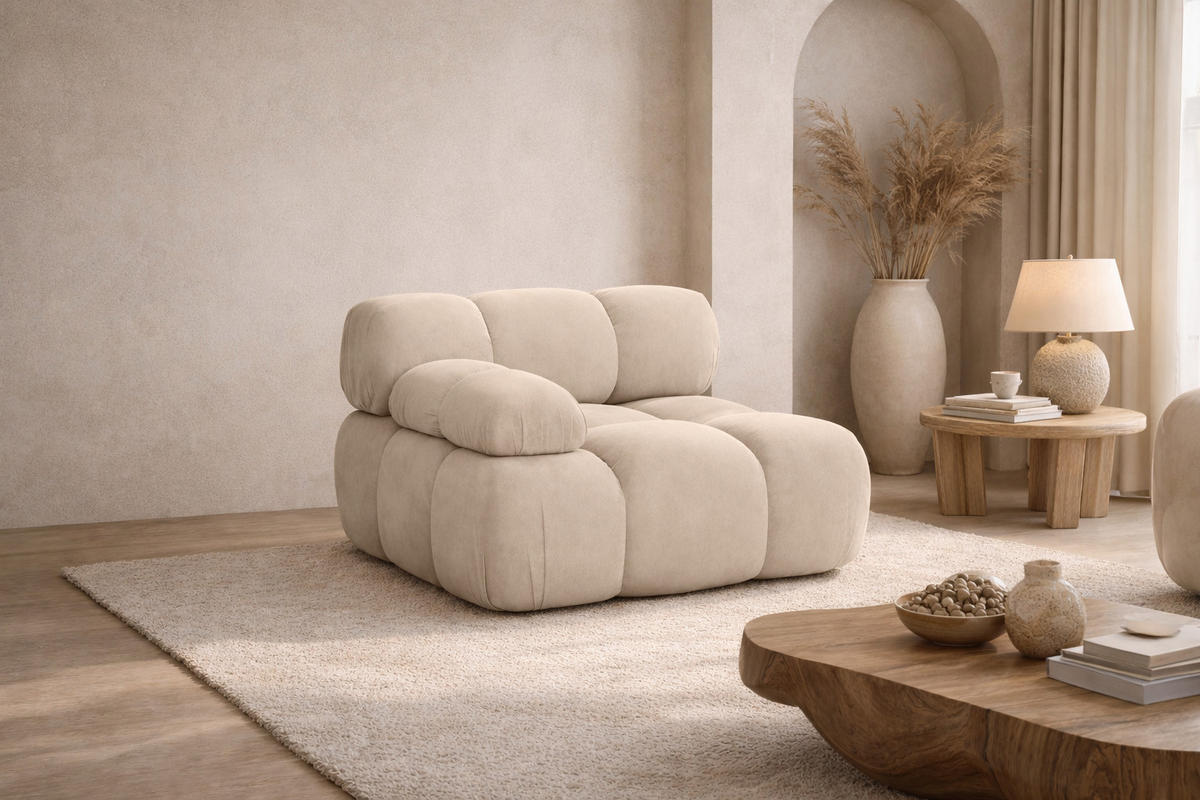 MODUL Seitlich, Für Modulares System, Stoff Salvador, Beige, Links, Selia - Beige, Holz (95/70/95cm) - Kaiser Möbel