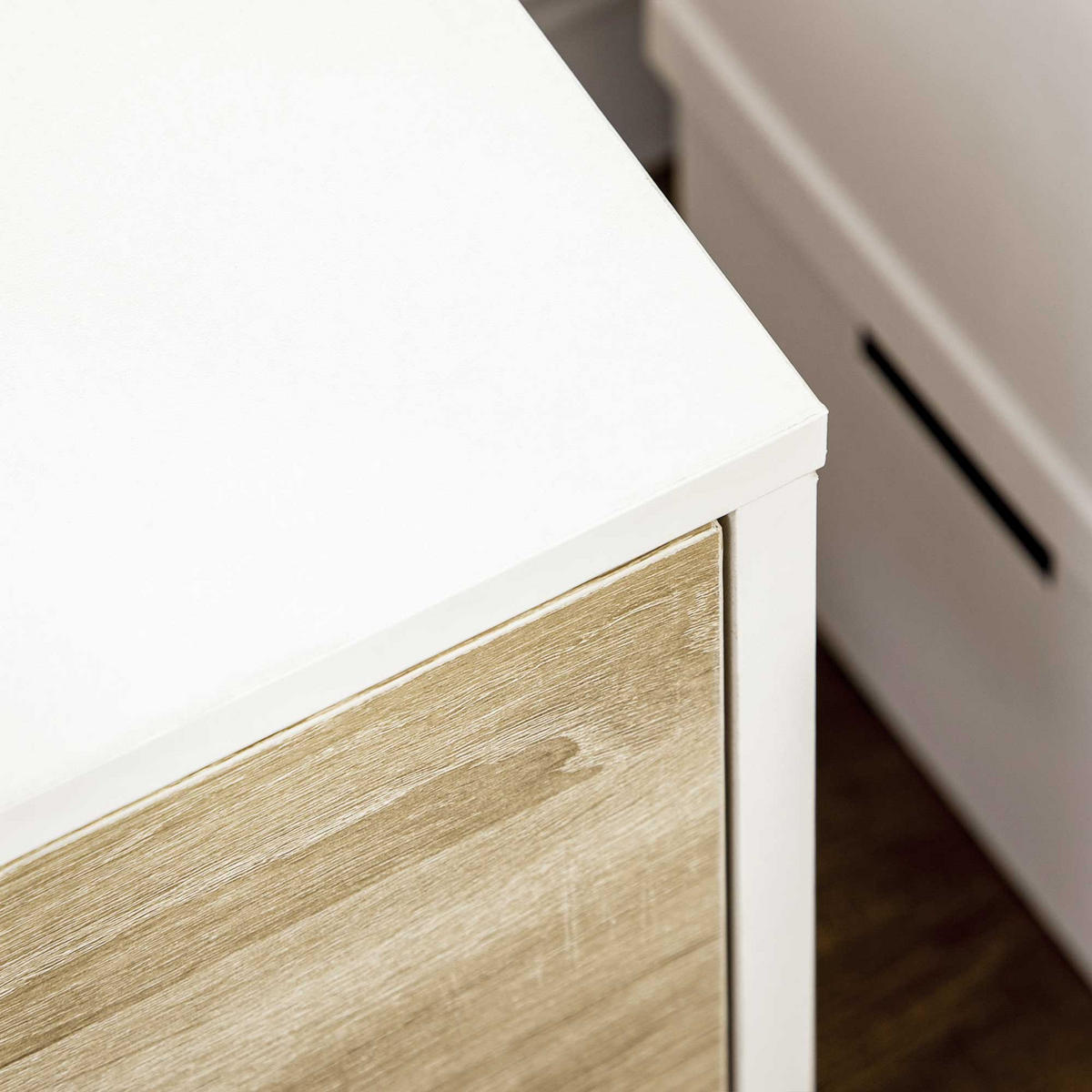 TV-LOWBOARD Weiß/Holzoptik 110/40/50 cm, 2 Türen, 1 Schublade, Kiefernholzfüße - Weiß, Holzwerkstoff (110/50/40cm) - PANGIVO