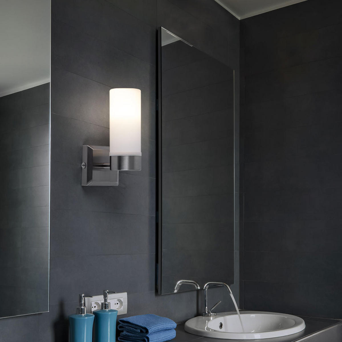 LED WANDLEUCHTE SPACE Silber Nickel-matt - Silberfarben, Glas (8/18.5/11.5cm) - Globo Lighting