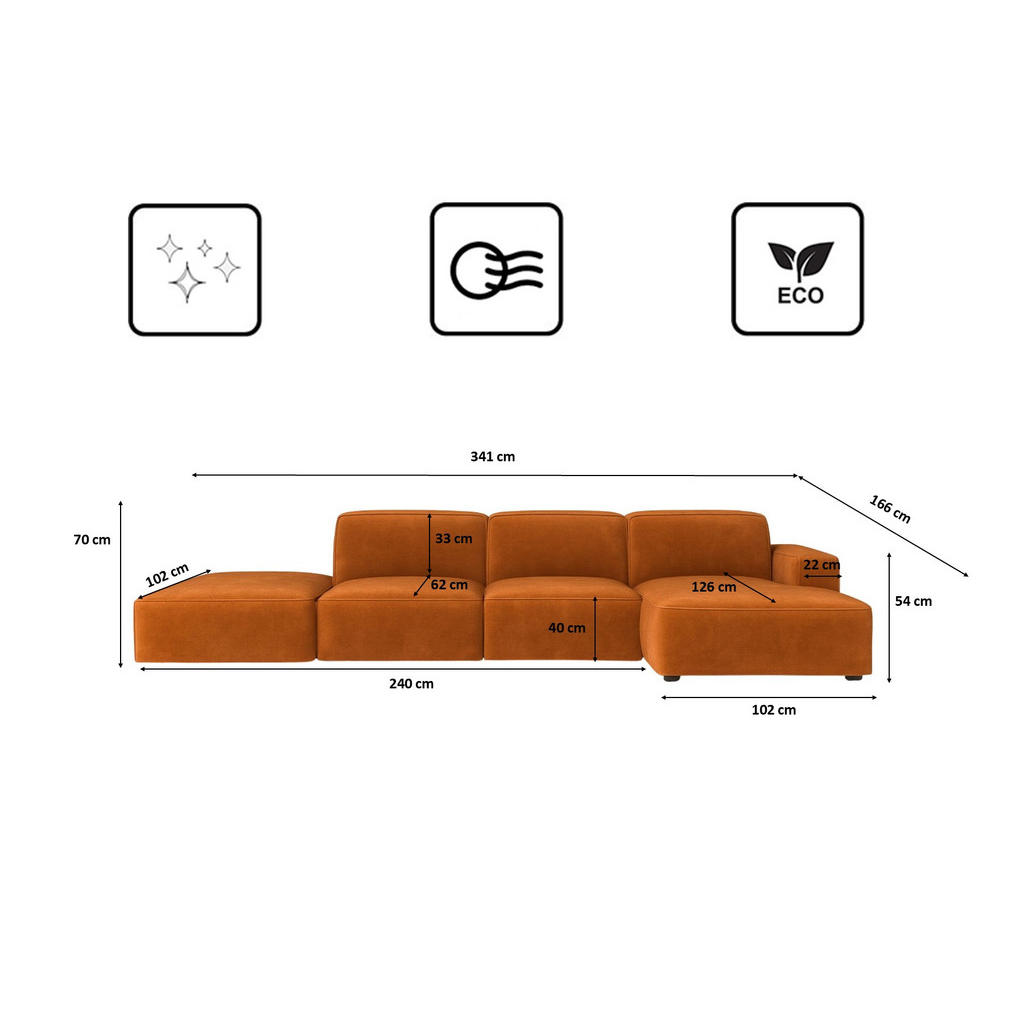Thumbnail - Kaiser Möbel Ecksofa, Braun, Holz, 341x166 cm, Wohnzimmer, Sofas & Couches, Wohnlandschaften, Ecksofas