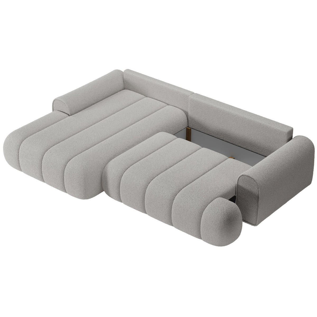 ECKSOFA Dandelino Hellgrau mit Bouclé-Bezug, links - Hellgrau/Schwarz, Kunststoff/Textil (271/172cm) - Selsey