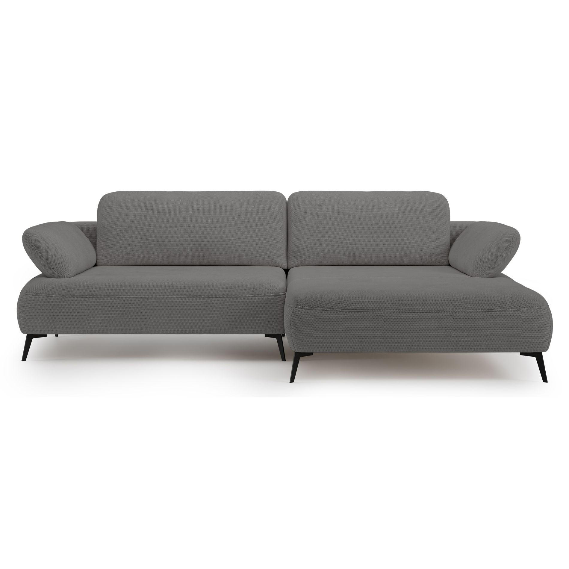 ECKSOFA Avolla Grau rechts - Schwarz/Grau, Textil/Metall (186/284cm) - Selsey