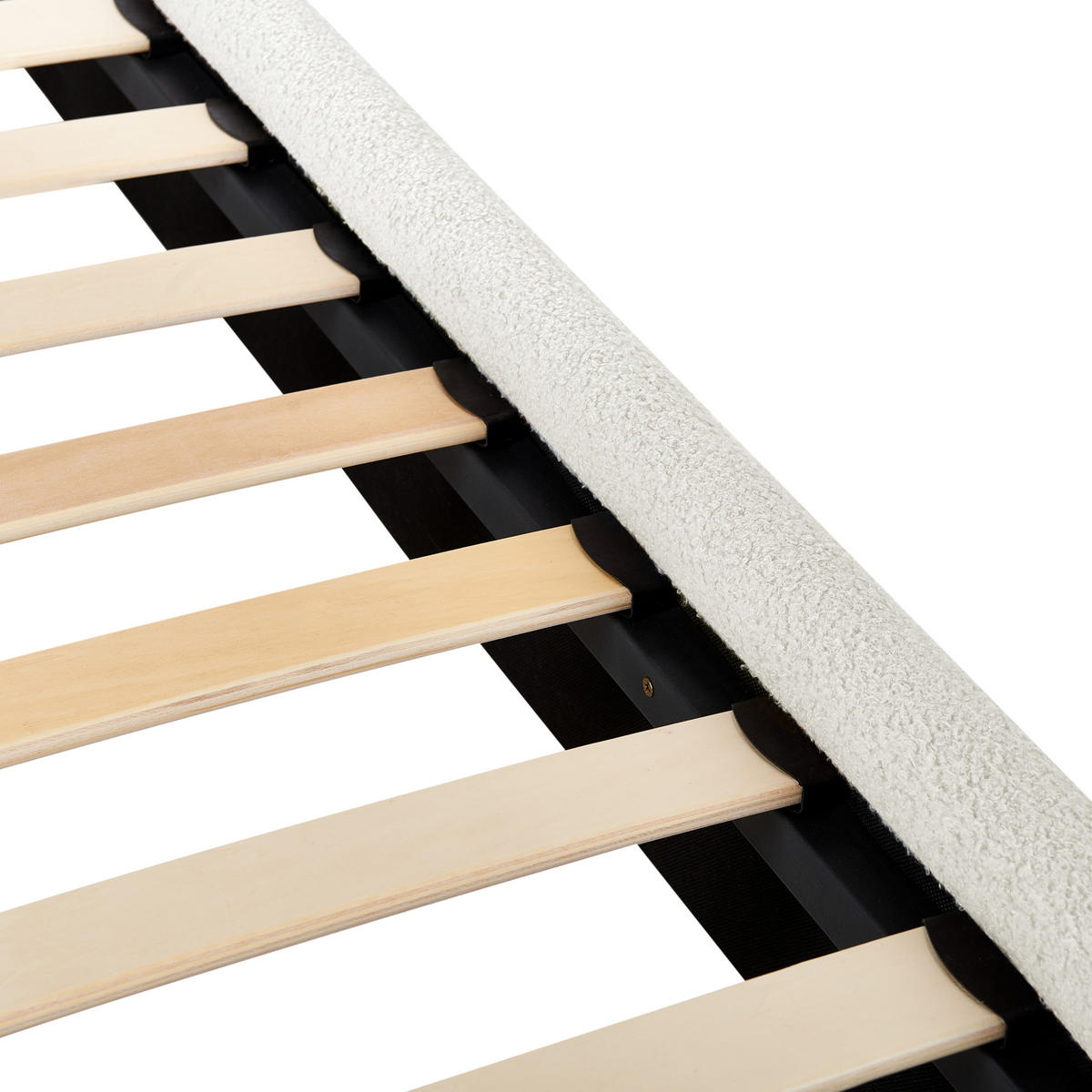 BETT mit Lattenrost 140/200 cm Cremeweiß Lunan - Schwarz/Weiß, Textil (140/200cm) - Beliani