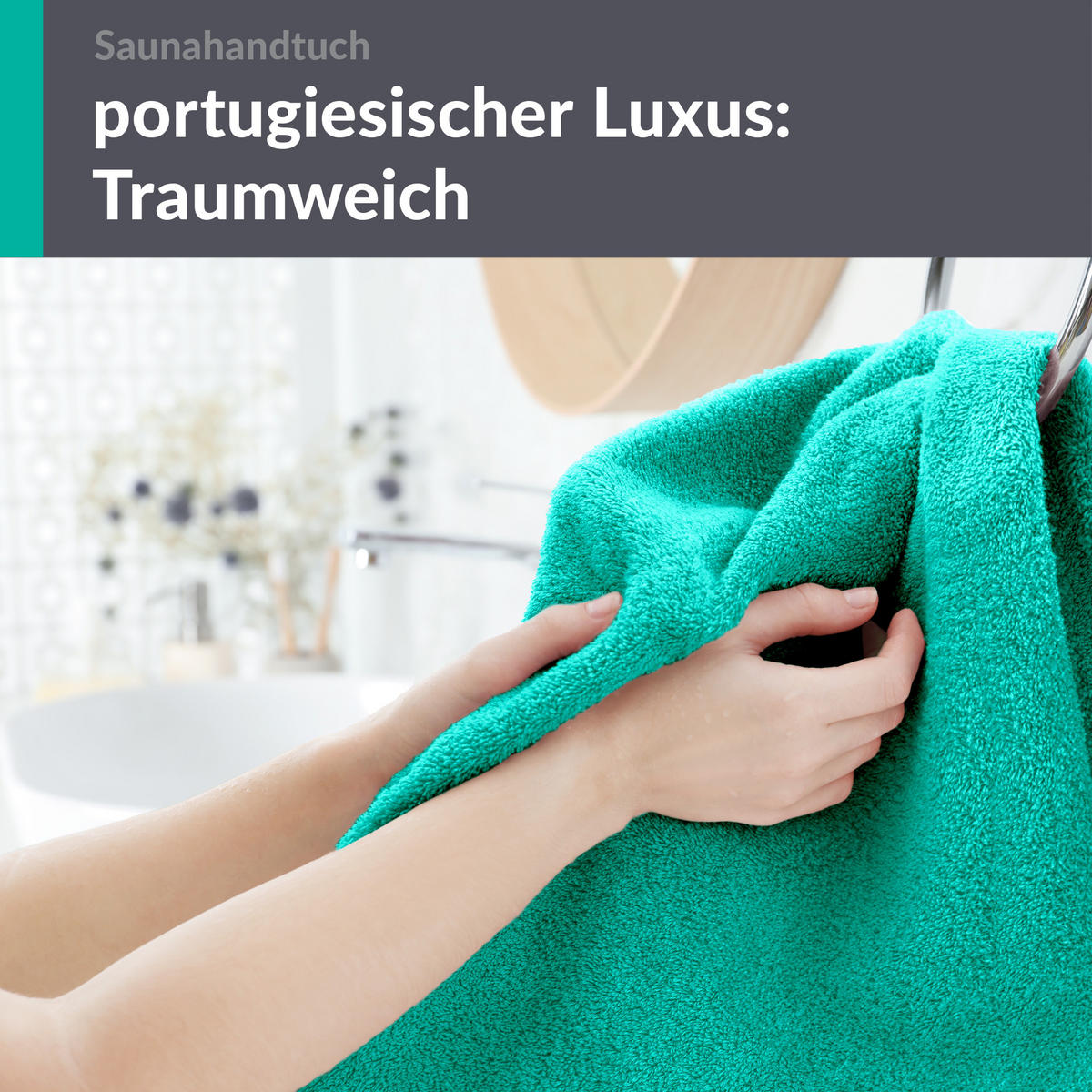 BADETUCH London Meeres Türkis 100x200 cm - Hellgrün, Textil (100/200cm) - Lashuma