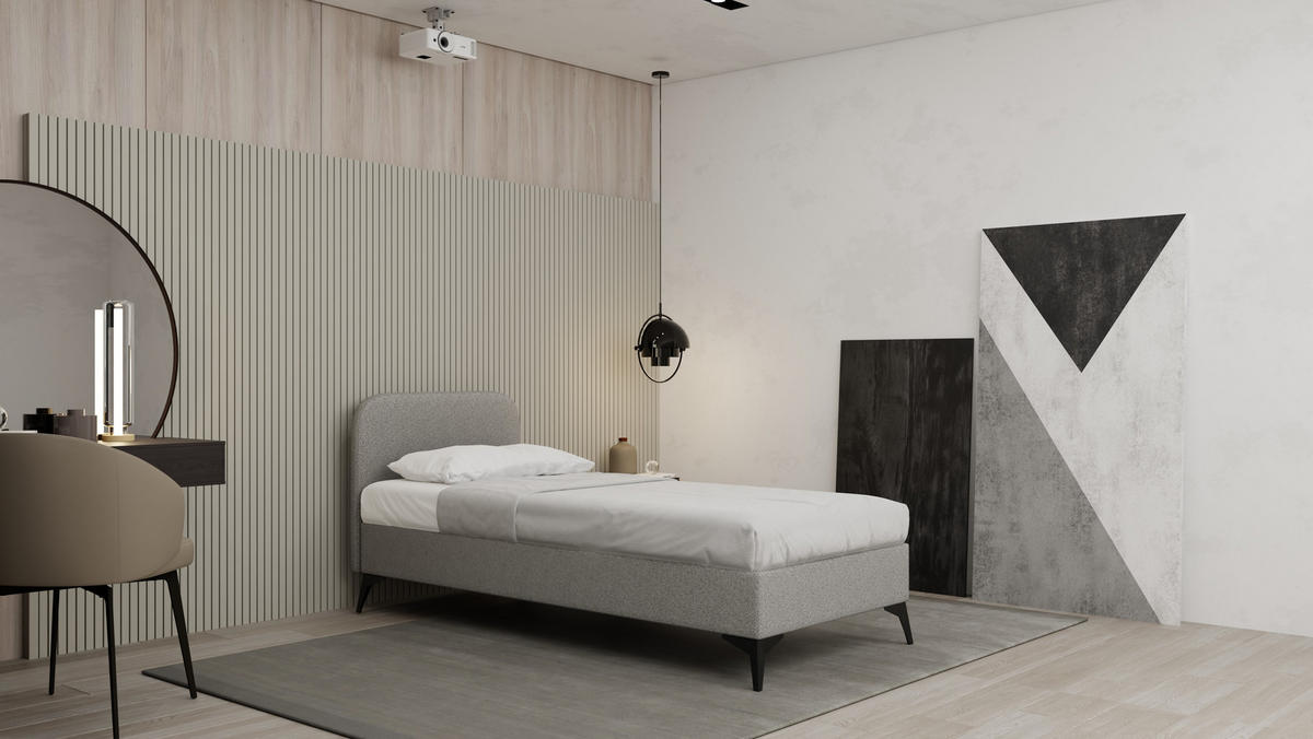 POLSTERBETT Mavilo 90 x 200 cm mit Bettkasten und Lattenrost ohne matratze - grau - Grau, Holz (90/200cm) - Panda Möbel