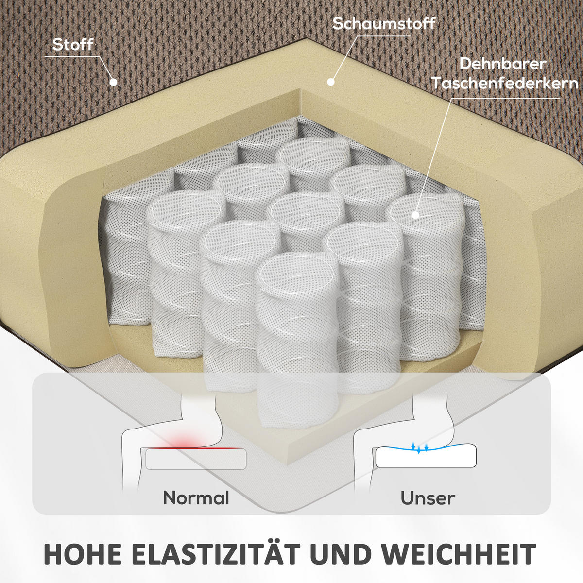FERNSEHSESSEL mit Aufstehhilfe, Relaxsessel mit Liege-, Massagefunktion, Braun - Hellbraun/Schwarz, Textil/Metall (104/100/93cm) - HOMCOM