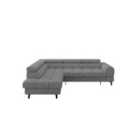 ECKSOFA mit Schlaffunktion Ottomane Links LUMA-L 272x203x70 Grau Velours - Schwarz/Grau, Holzwerkstoff/Kunststoff (272/203cm) - ALTDECOR