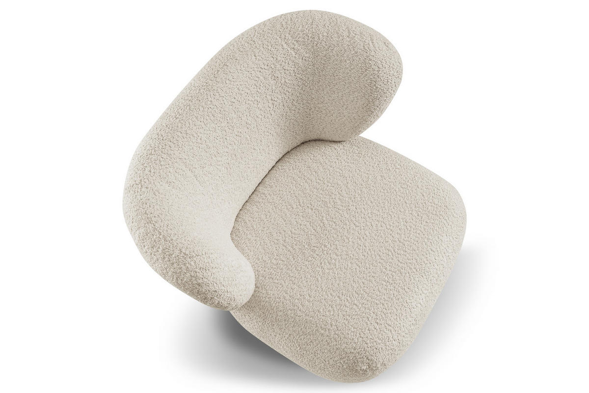 SESSEL LUSSO, Modern Polstersessel Loungesessel, Bucle-Stoff Beige - Beige, Holz/Kunststoff (82/74/74cm) - MASSENO