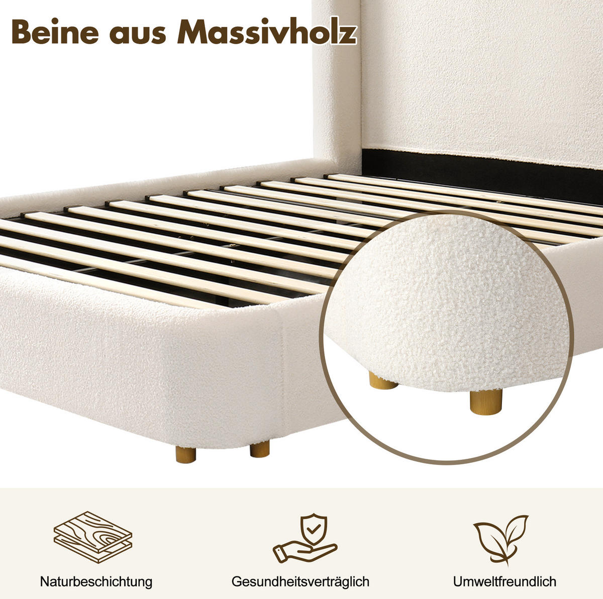 POLSTERBETT 180/200 cm mit Lattenrost, hydraulischem Bettkasten und waschbarem Kopfteilbezug, Beige - Beige, Textil (180/200cm) - Redom
