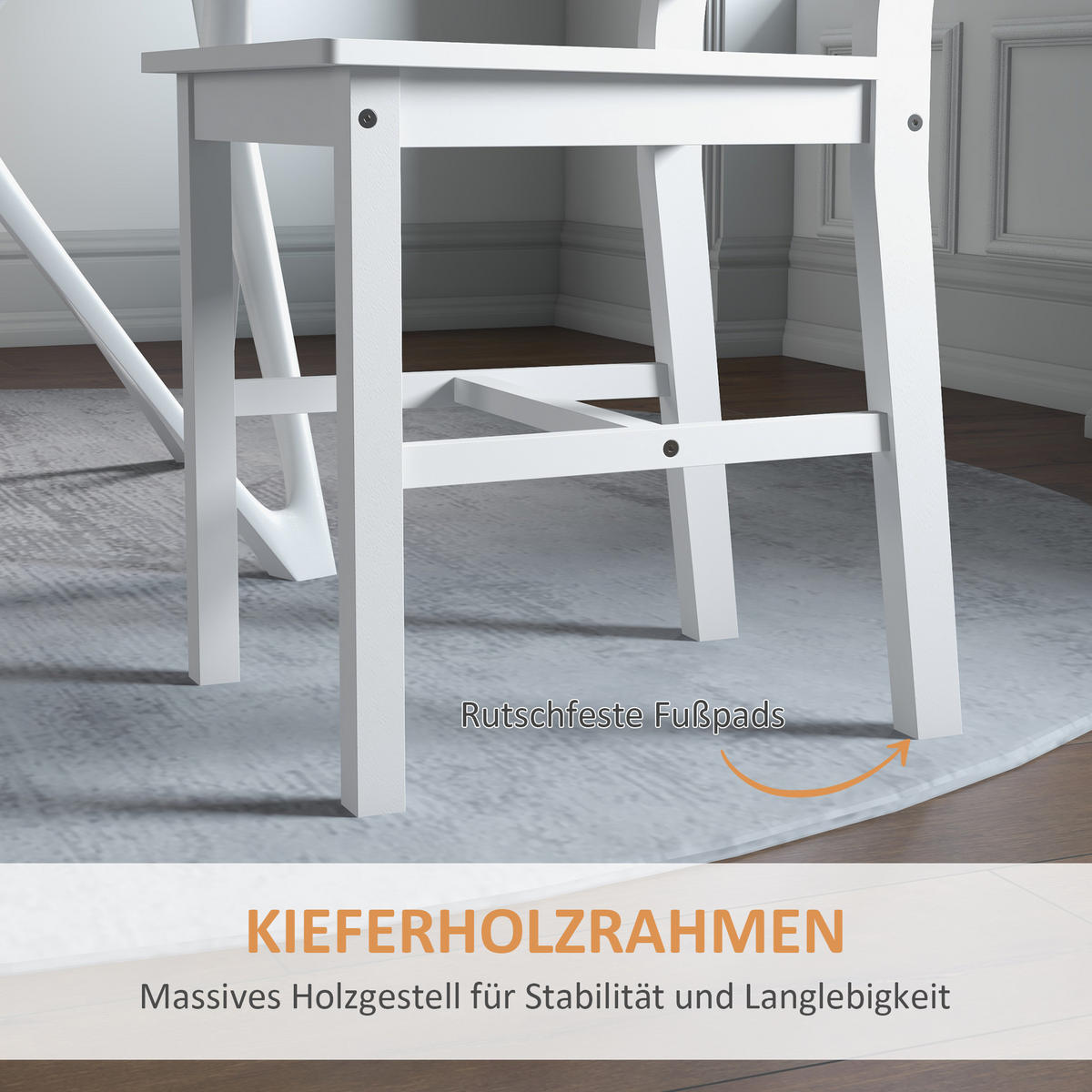 ESSZIMMERSTÜHLE 8er Set Kiefernholz Weiß - Weiß, Holz (41.5/90/46cm) - HOMCOM