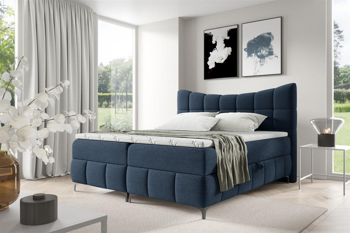 BOXBETT Charles Premi.. In Aragon - Blau, Holzwerkstoff/Textil (120/200cm) - Fun Möbel