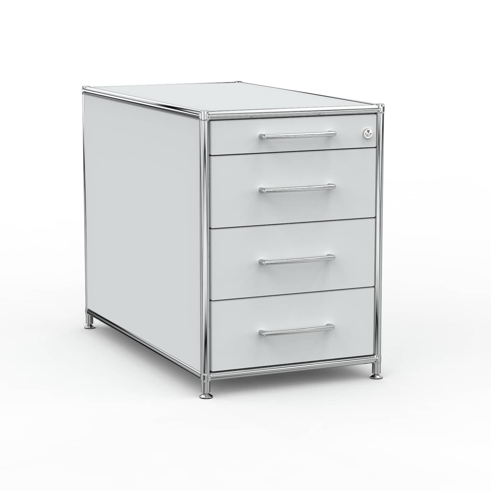 BÜRO-STANDCONTAINER Holz, 80 cm, 4 Schubladen, Lichtgrau - Chromfarben/Silberfarben, Holzwerkstoff/Metall (80/61/80cm) - Versee