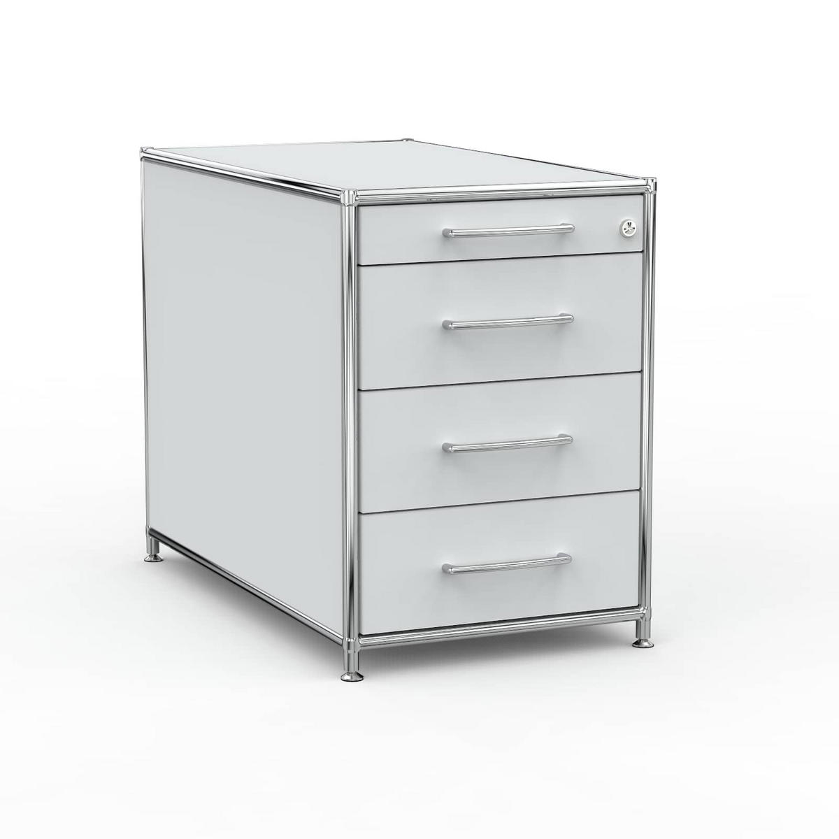 BÜRO-STANDCONTAINER Holz, 80 cm, 4 Schubladen, Lichtgrau - Chromfarben/Silberfarben, Holzwerkstoff/Metall (80/61/80cm) - Versee