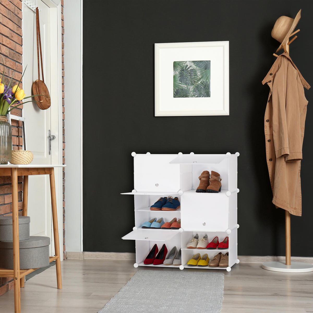 SCHUHSCHRANK - Weiß, Kunststoff/Metall (85/95/31.5cm) - Relaxdays