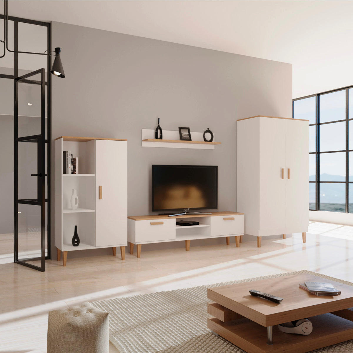 TV STOLÍK Denver Biela - biela, kompozitné drevo (160/47/35cm) - Petits-meubles