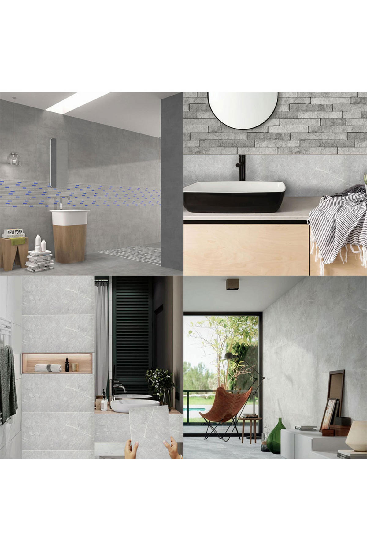 WANDPANEELE 1.8m²/10-TLG. Wasserdicht Selbstklebend Marmormuster Hellgrau - Hellgrau, Kunststoff (30/60/0.2cm) - Livingandhome