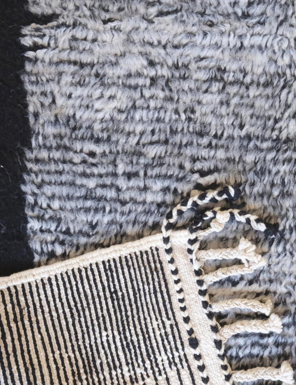 BERBERTEPPICH aus reiner Wolle 157x 255 cm - Schwarz, Naturmaterialien (157/255cm) - AFK Living