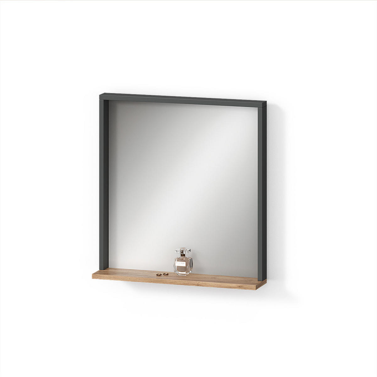 WANDSPIEGEL Ortello Anthrazit/Goldkraft Eiche 57 x 60 cm mit Spiegel - Honigeiche/Anthrazit, Holzwerkstoff (57/60/12cm) - Livinity®