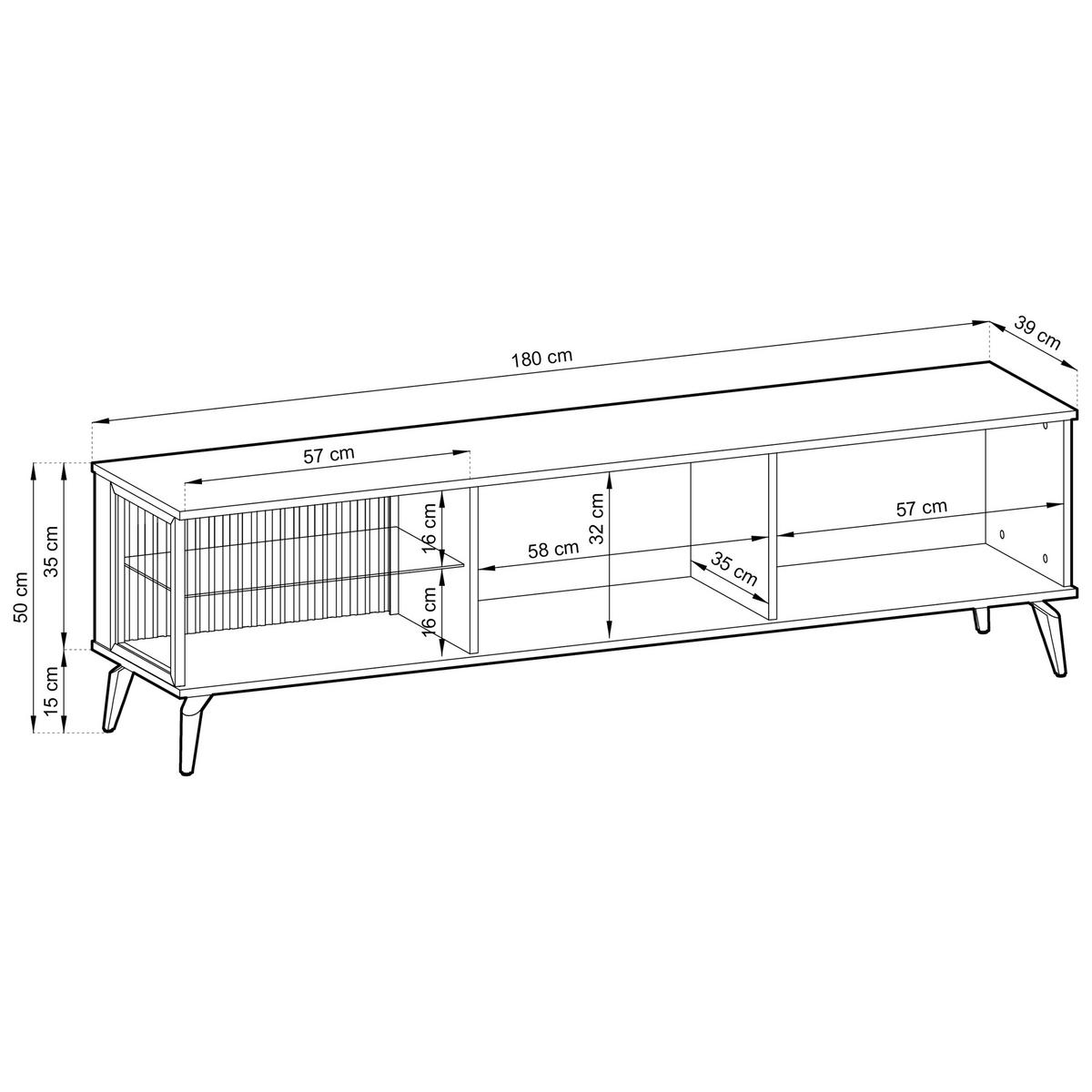 LOWBOARD TRAMONTO 180/50/39 cm, Nussbaumfarben - Kaschmir/Nussbaumfarben, Holzwerkstoff (180/50/39cm) - MASSENO