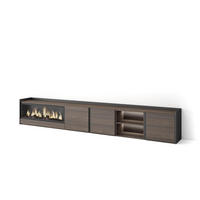 LOWBOARD, Eiche und Schwarz, 315/35/50cm, Kamin mit Feuereffekt XXL - Dunkelbraun, Holzwerkstoff (315/50/35cm) - Skraut Home