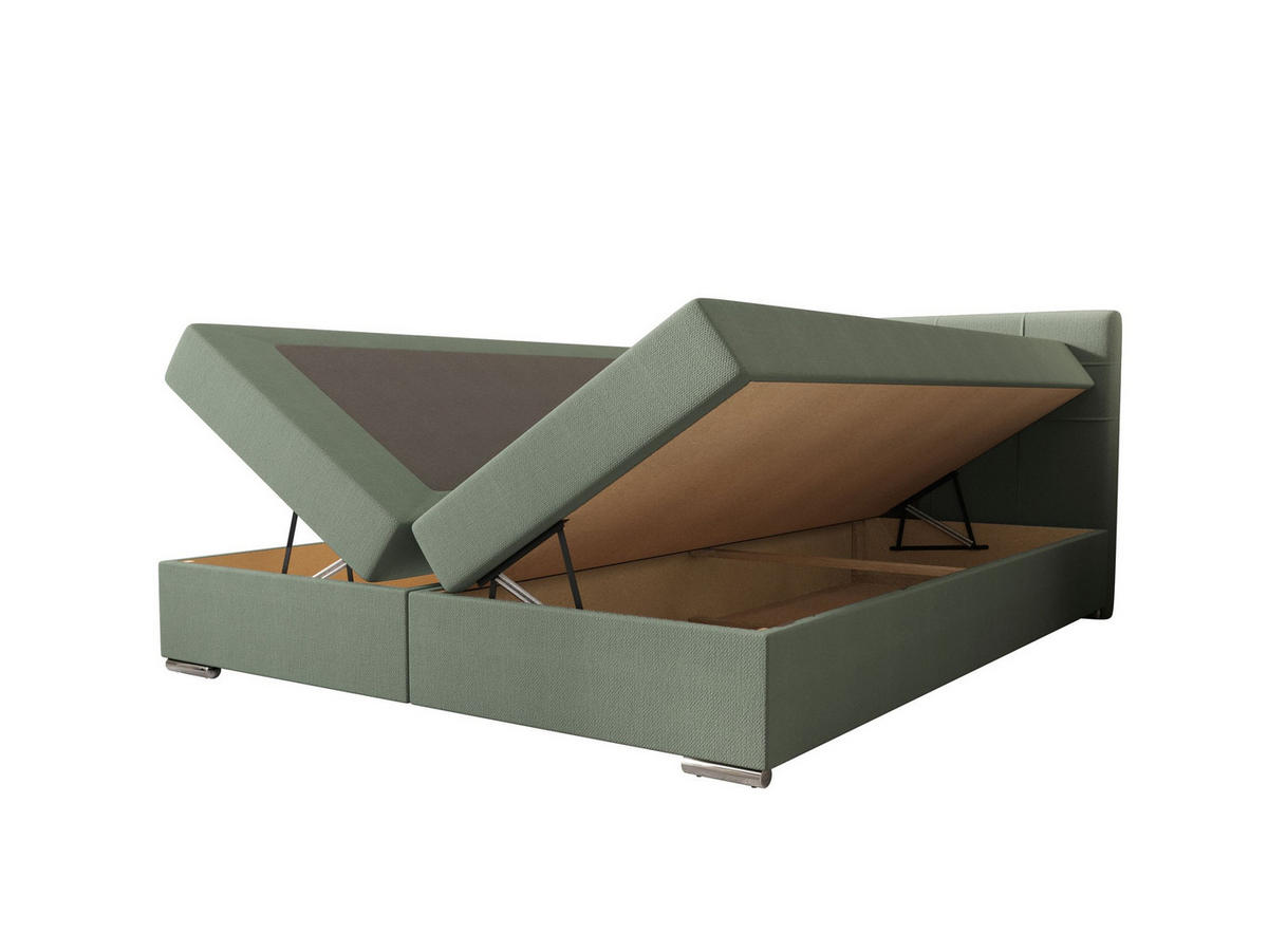 BOXBETT ZILANO 1 mit Matratze H3 und Topper 140x200 Cosmic 16 - Grün, Holz/Textil (140/200cm) - Bedante