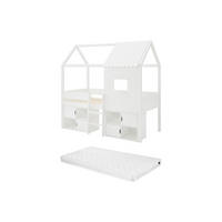 HAUSBETT - 1 Person - Holz, Platte, Holz, Platte - Weiß - - Weiß, Holz (90/190cm) - Vente-Unique