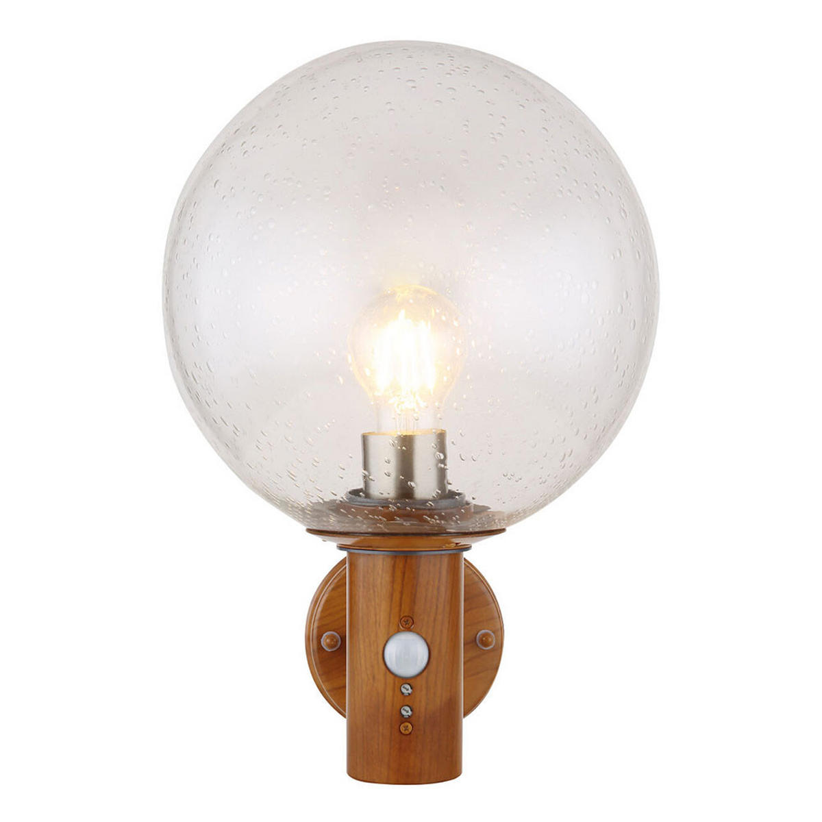 RGB LED AUSSEN-WANDLEUCHTE Holzoptik Braun OSSY - Braun, Glas (25/37/26.5cm) - Globo Lighting