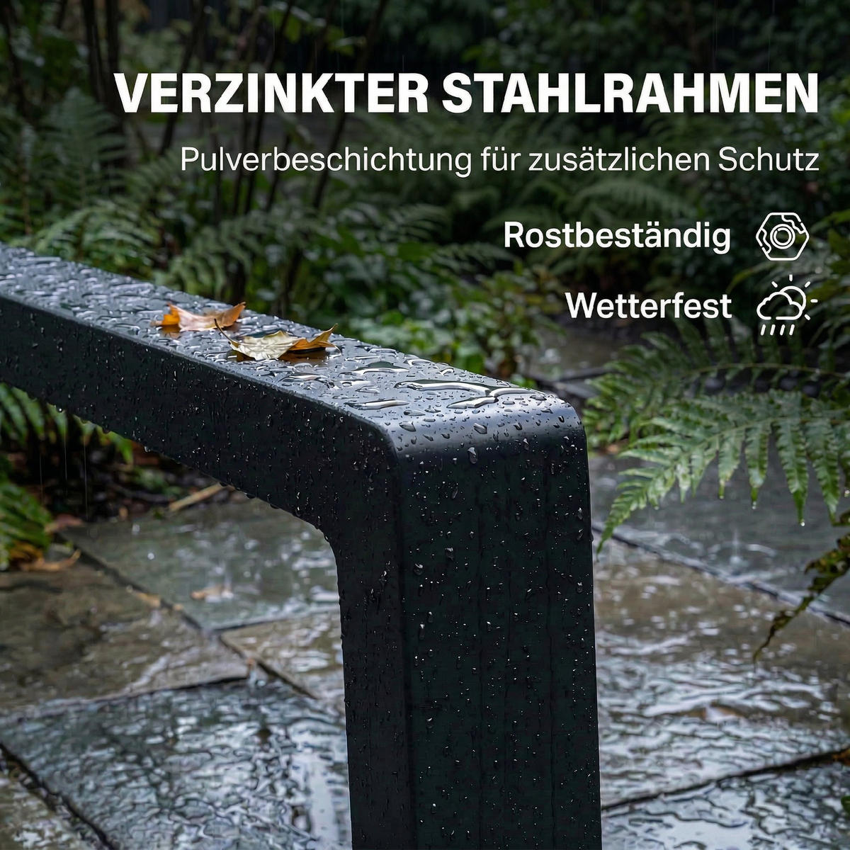 SONNENLIEGE Klappbar tragbar Gartenliege mit ausziehbarer Fußstütze 5-fach Verstellbar Rückenlehne Atmungsaktiv - Schwarz, Metall (185/55/63cm)