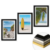 WANDBILDER 3er-Set - 20x30 cm Schwarzer Rahmen - Urlaubsstrände, Wellen, Palmen - Schwarz, Kunststoff (20/30cm) - ArtPrintCave