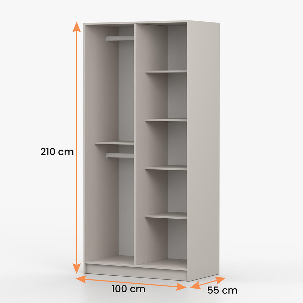 SCHRANK mit Schwenktüren ROSA 2D 100/210/55, 2-türig, Kaschmir - Kaschmir, Holzwerkstoff (100/210/55cm) - imoebel24