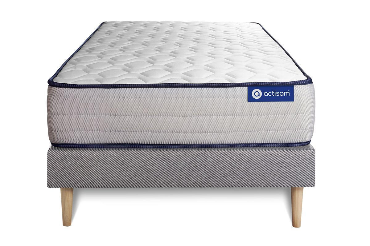 BETT Actimemo form Memory-Schaum 80 x 200 cm h3 - Kit Bettgestell Grau - Beige/Grau, Karton/Holz (80/200cm) - ACTISOM