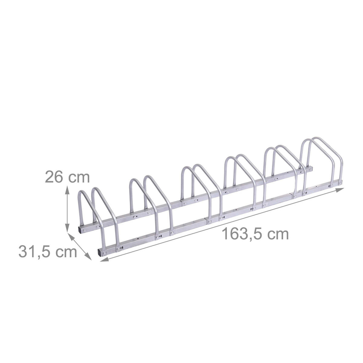 STOJAN stříbrný pozinkovaná ocel pro 6 kol - stříbrná, kov (163.5/26/31.5cm) - Relaxdays