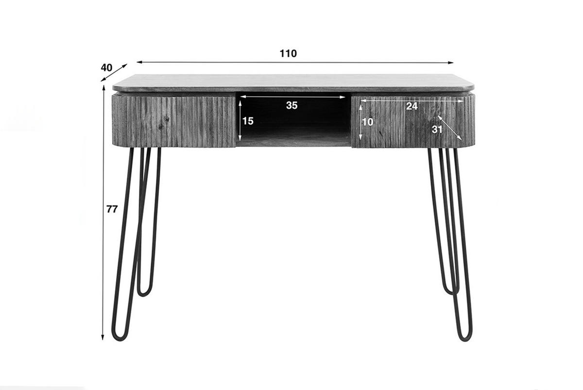 KONSOLENTISCH HEVE Braun Holz - Schwarz/Braun, Holz (40/110/77cm) - KAWOLA