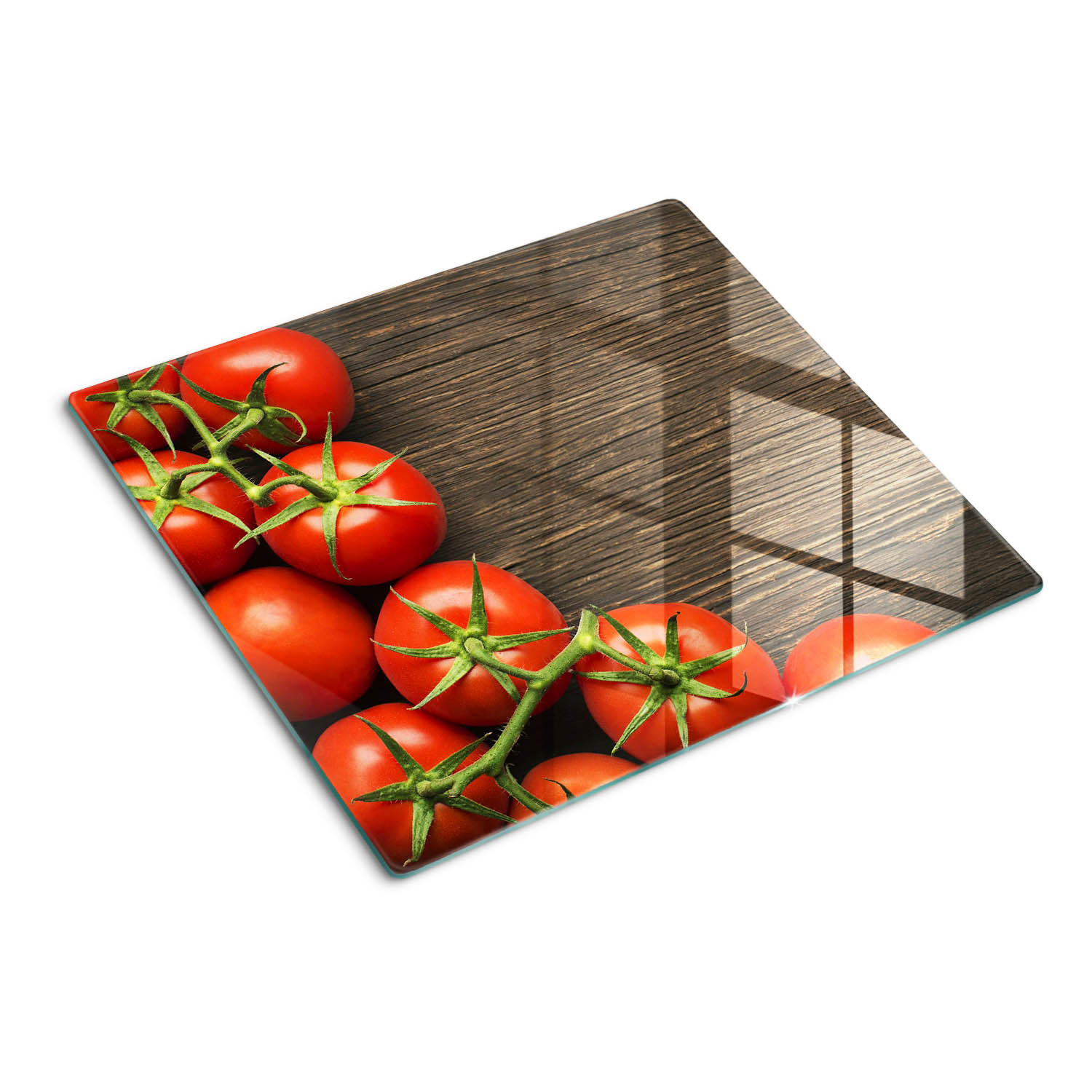 GLASPLATTE 60x52 cm Tomaten auf Holz - Rot, Glas (60/0.4/52cm) - TULUP