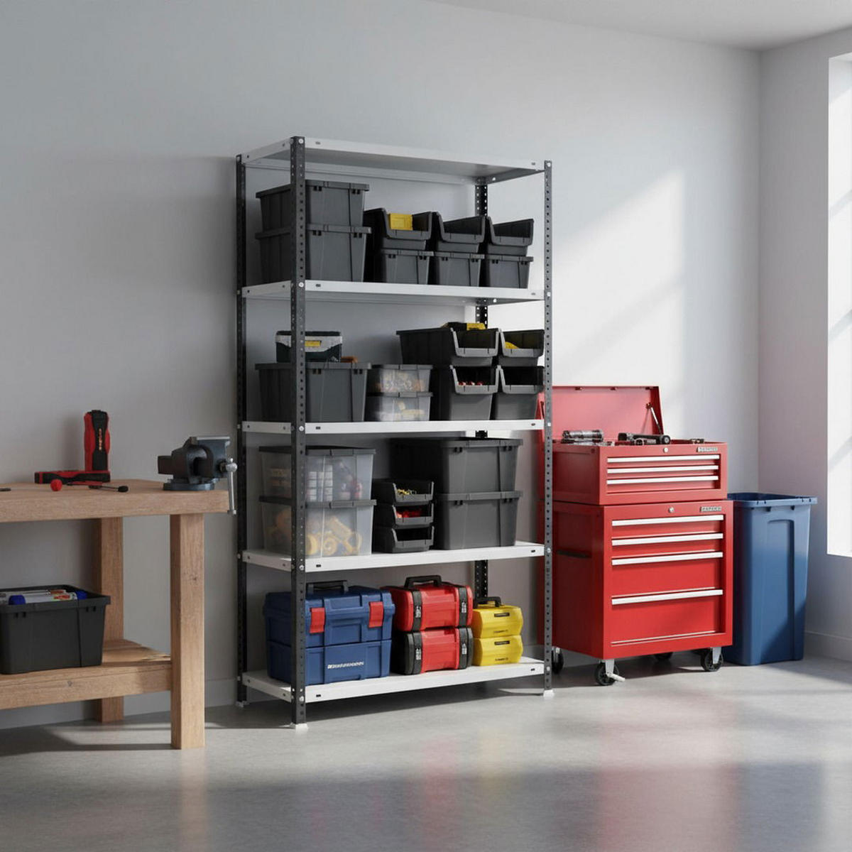 SCHRAUBREGAL PANDA TALL | HxBxT 200x100x40cm | 5 Fachböden | Fachlast 100kg | Anthrazit-Weiß - Anthrazit, Metall (100/200/40cm) - PROREGAL