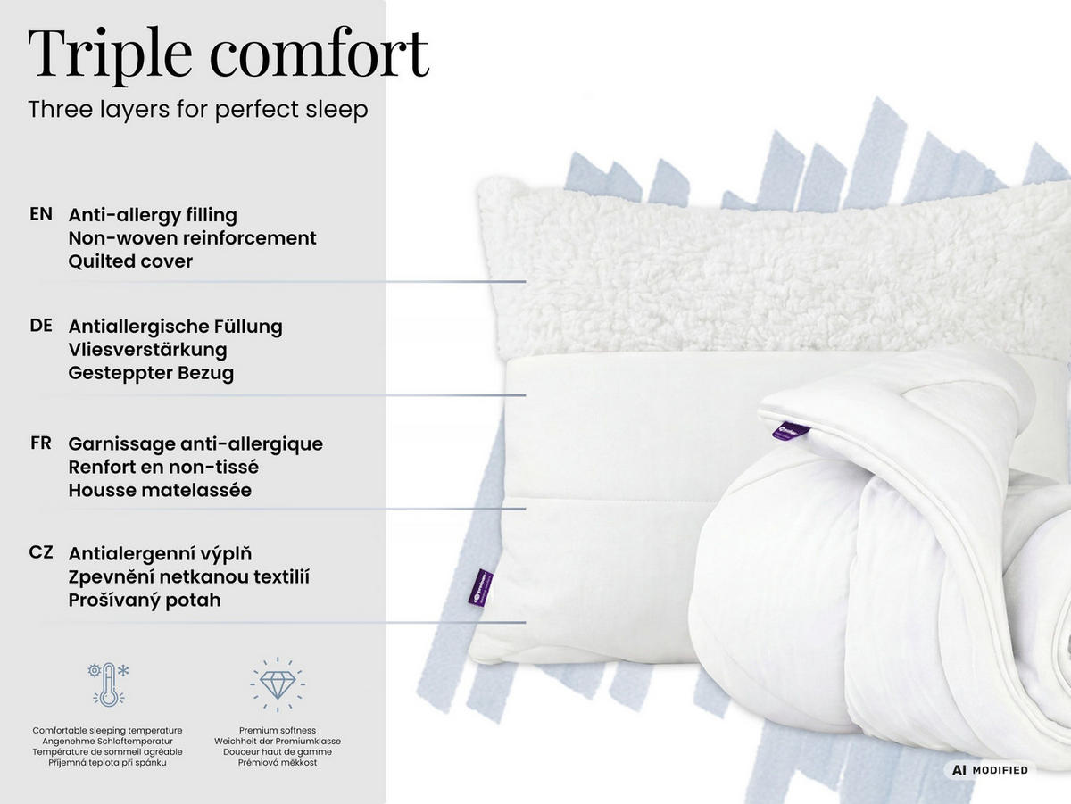 GANZJAHRESBETTDECKE Anti-Stress-Effekt CALIMA 200/220 mit Kopfkissen 80/80 - Weiß, Textil (200/220cm) - MKS