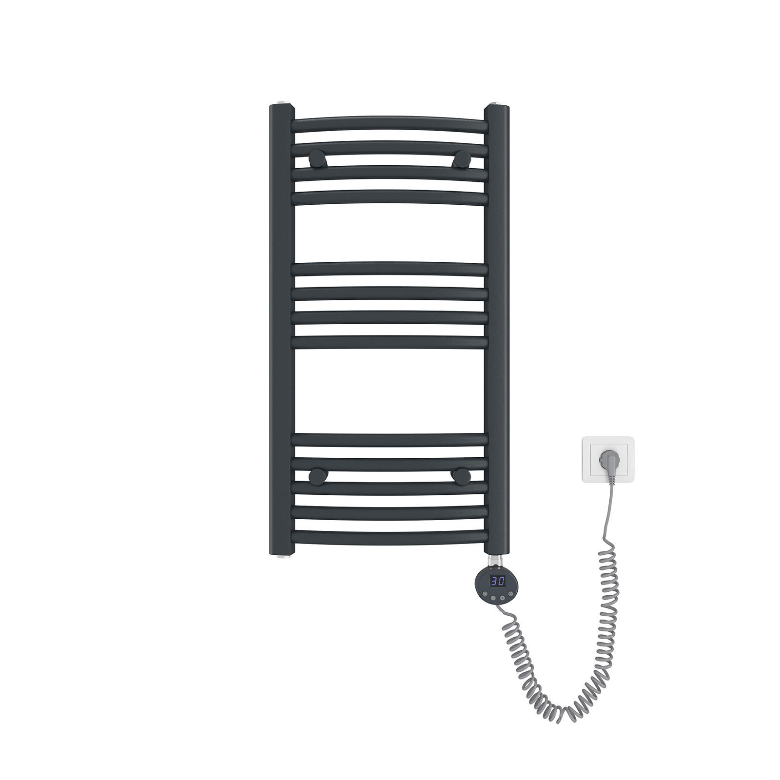 HANDTUCHHEIZKÖRPER elektrisch gebogen Anthrazit 75/40/5,6 cm - Anthrazit, Metall (40/75/5.6cm) - EMKE