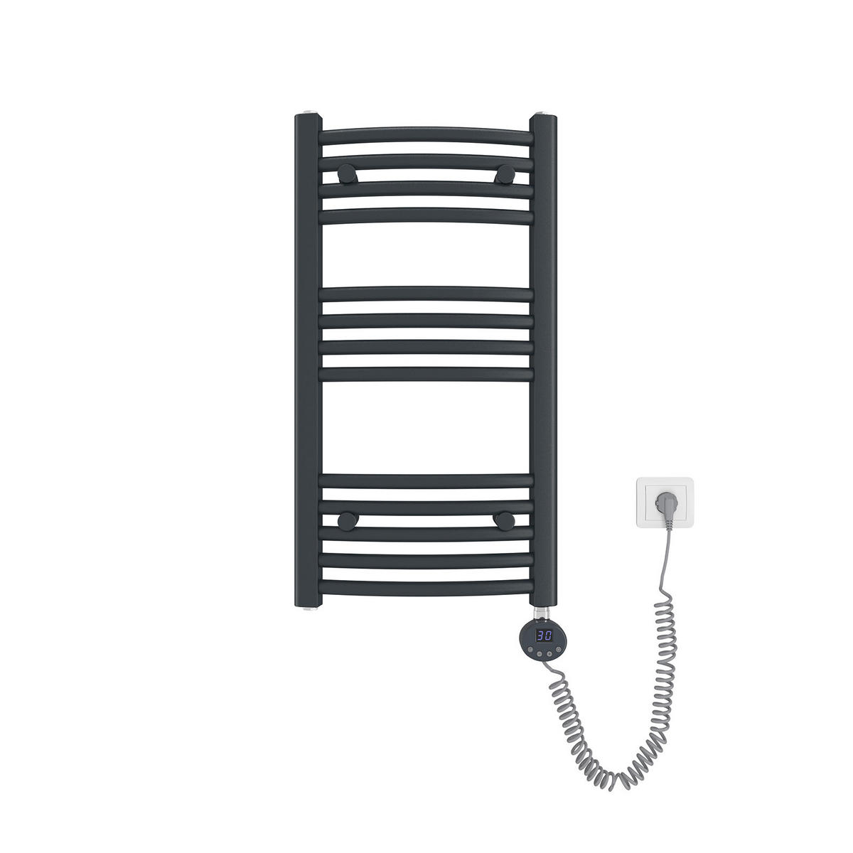 HANDTUCHHEIZKÖRPER elektrisch gebogen Anthrazit 75/40/5,6 cm - Anthrazit, Metall (40/75/5.6cm) - EMKE