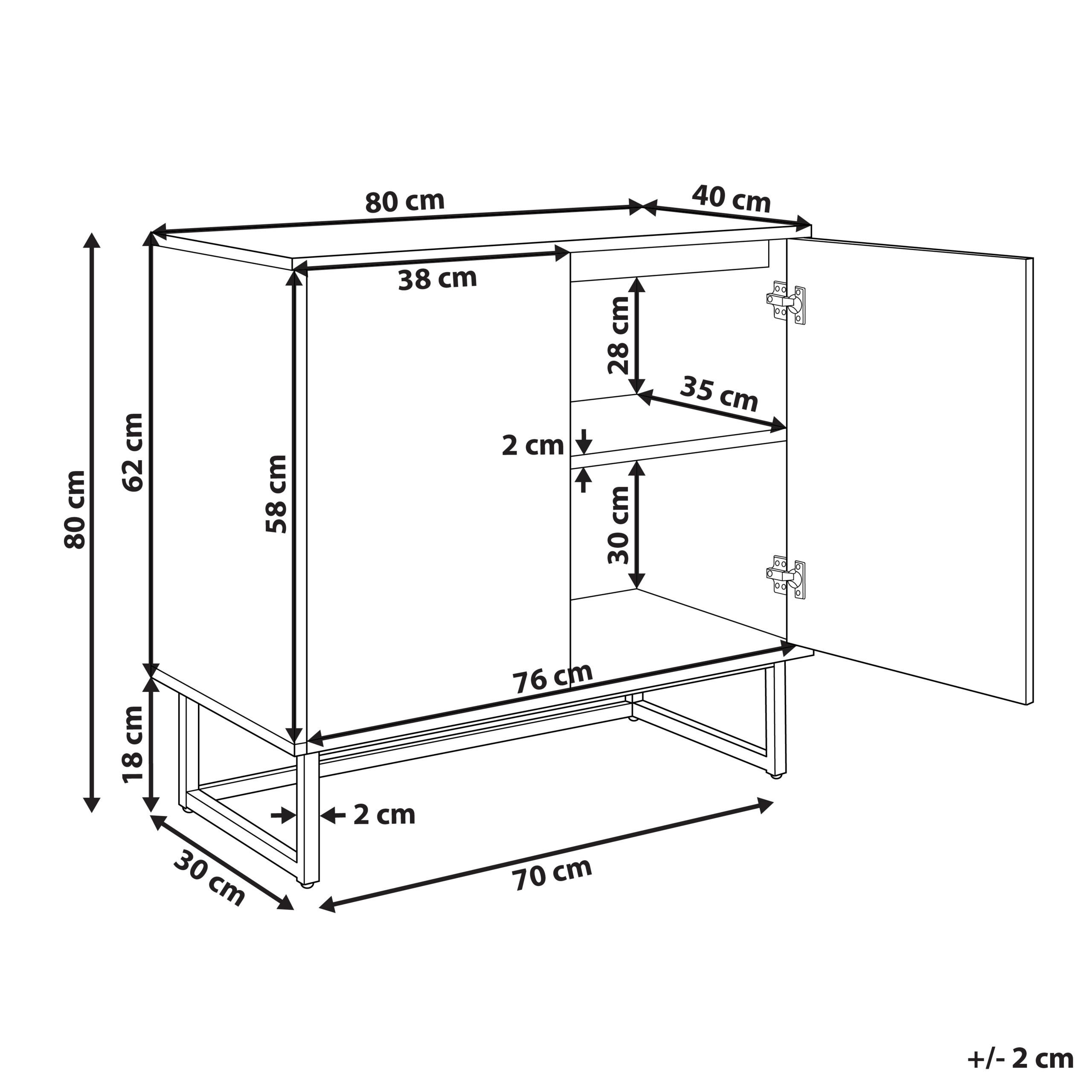 Thumbnail - Beliani Sideboard, Weiß, Hellbraun, Gold, Holzwerkstoff, 80x80x40 cm, Wohnzimmer, Kommoden & Sideboards, Sideboards