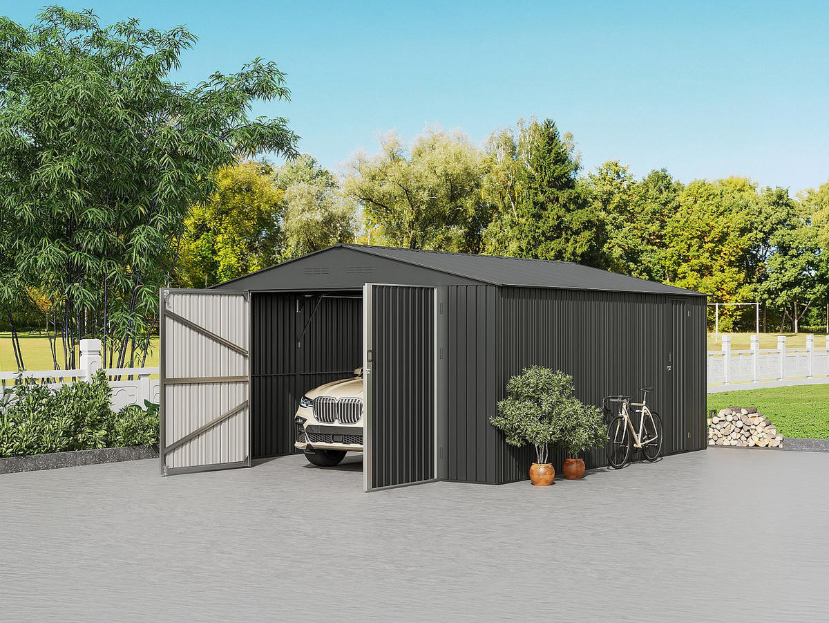 GARAGE - 1 -Sitzer - Stahl - anthrazitgrau - RIDOSO - Anthrazit, Metall (366/186/494cm) - Vente-Unique