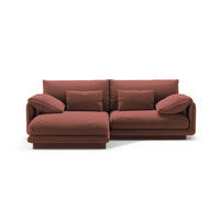 ECKSOFA links Torino aus Samt cuoio 3 Sitzplätze - Kastanienfarben, Textil (170/220cm) - Micadoni