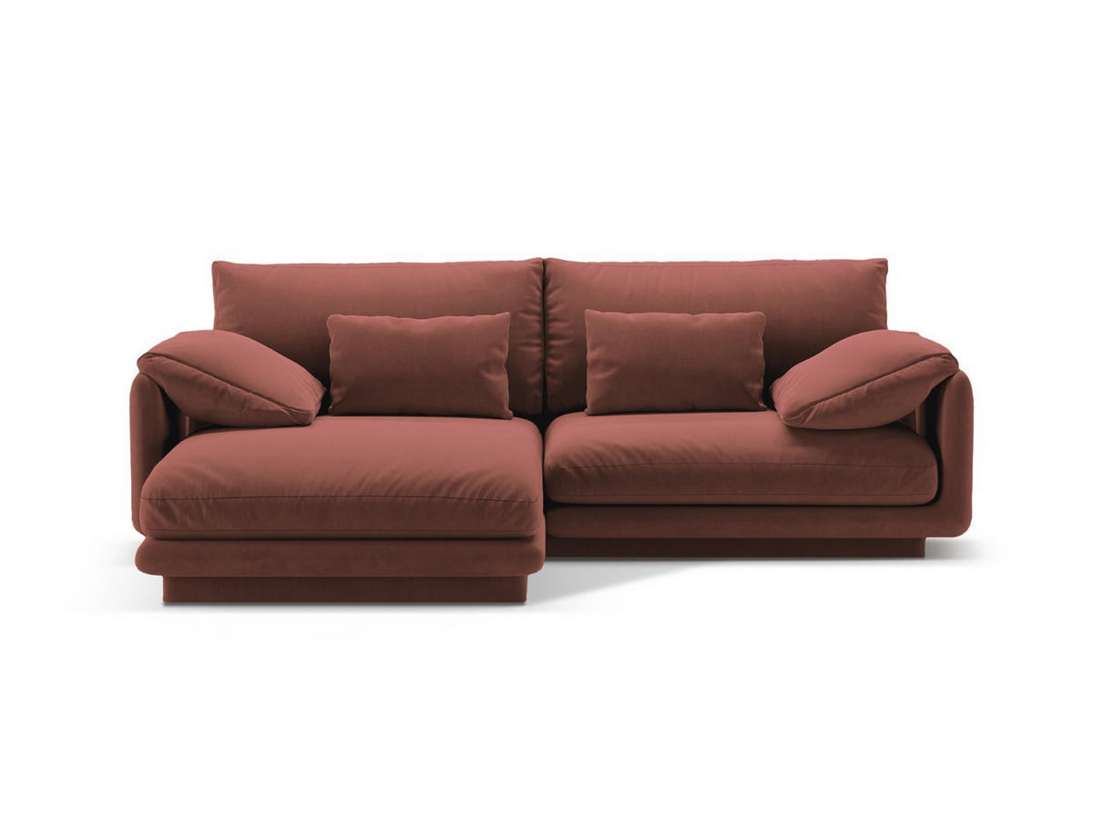 ECKSOFA links Torino aus Samt cuoio 3 Sitzplätze - Kastanienfarben, Textil (170/220cm) - Micadoni