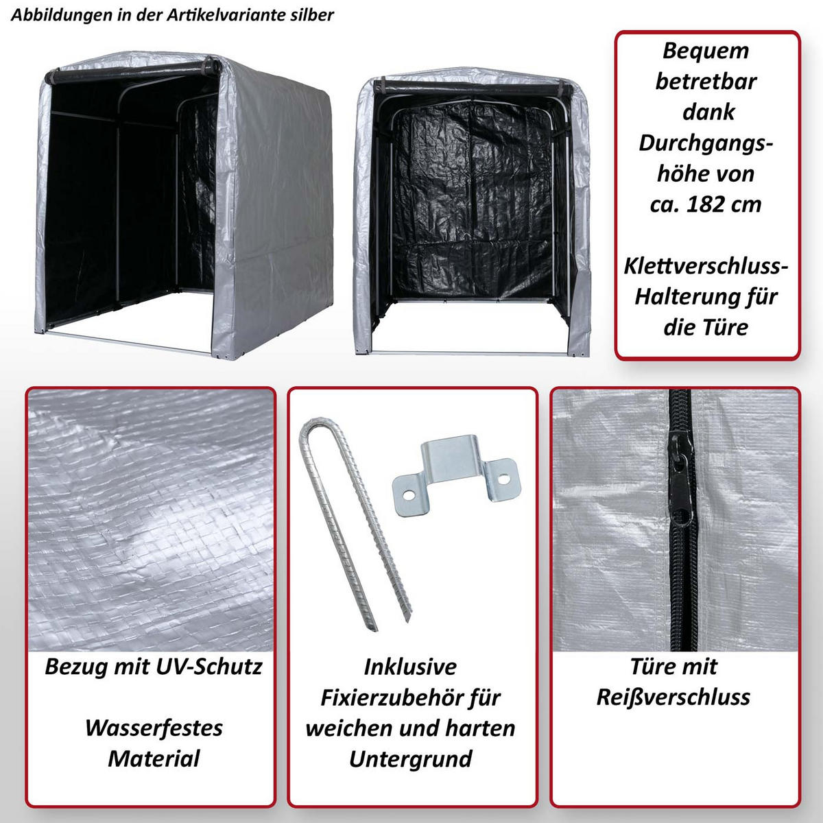 GERÄTEHAUS Silber - Silberfarben, Kunststoff (157/201/201cm) - MCW