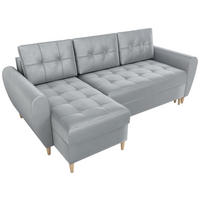 ECKSOFA Henry mit Schlaffunktion Grau Samtstoff - Hellgrau, Textil (232/141cm) - Bromarkt